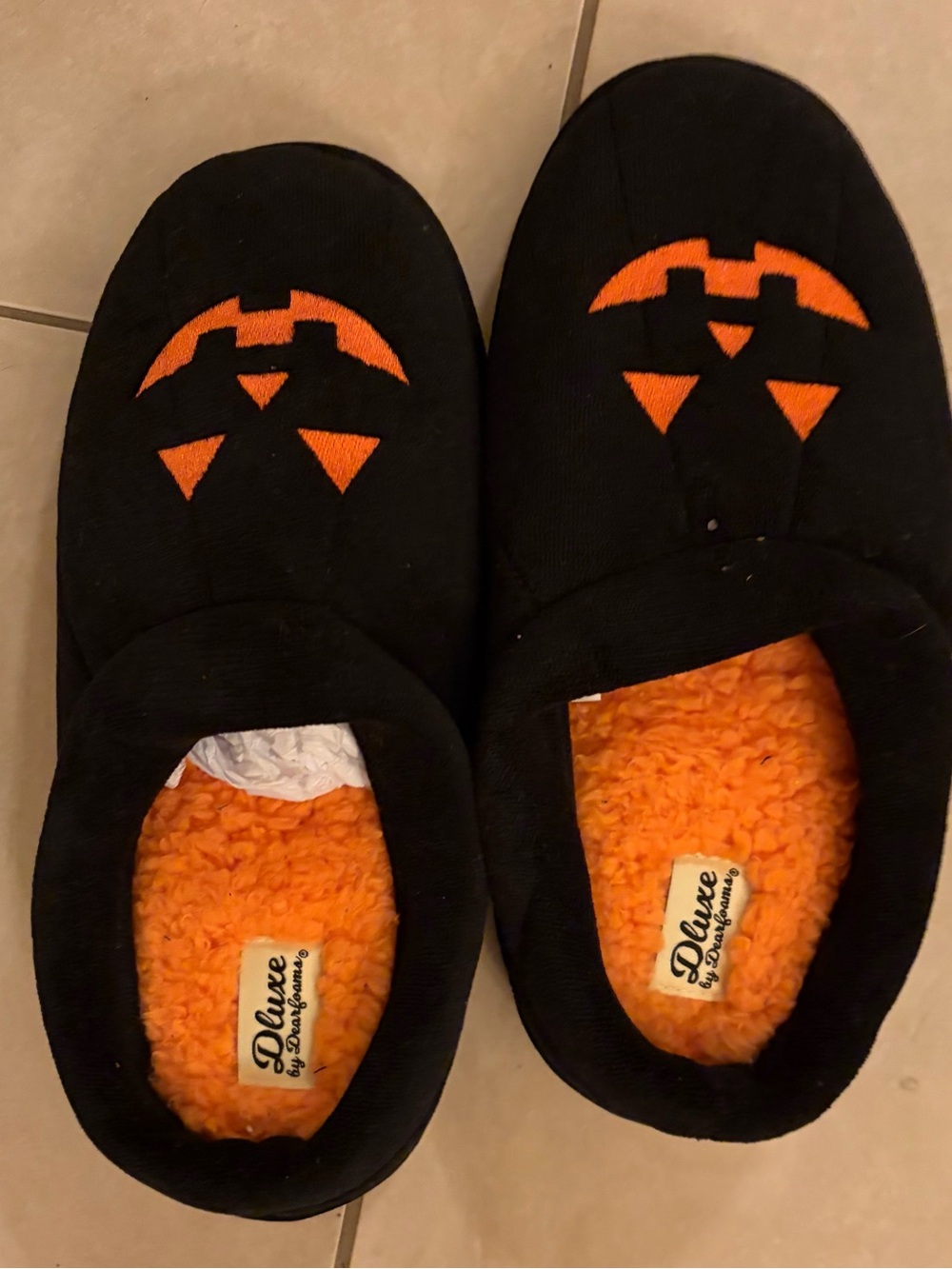 Kids Black & Orange Pumpkin Slippers